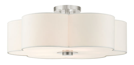 Livex Lighting Chelsea Collection  5 Light Brushed Nickel Semi Flush in Brushed Nickel 52158-91