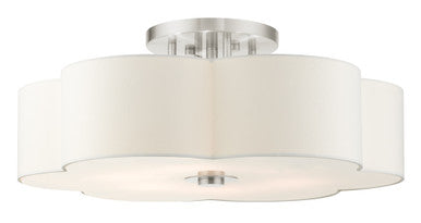 Livex Lighting Chelsea Collection  6 Light Brushed Nickel Semi Flush in Brushed Nickel 52159-91