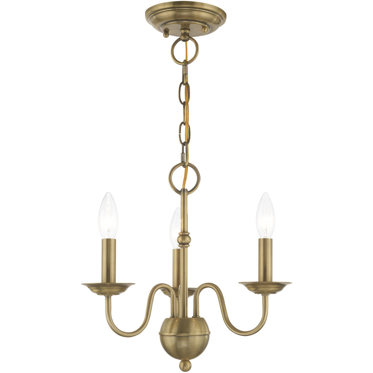 Livex Lighting Windsor Collection 3 Lt Antique Brass Mini Chandelier in Antique Brass 52163-01