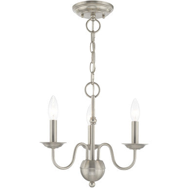 Livex Lighting Windsor Collection 3 Lt Brushed Nickel Mini Chandelier in Brushed Nickel 52163-91