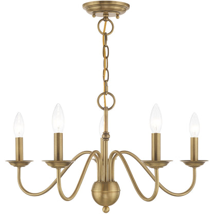 Livex Lighting Windsor Collection 5 Lt Antique Brass Chandelier in Antique Brass 52165-01