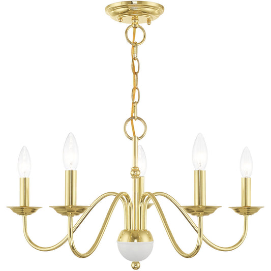 Livex Lighting Windsor Collection 5 Lt Polished Brass Chandelier in Polished Brass 52165-02