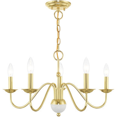 Livex Lighting Windsor Collection 5 Lt Polished Brass Chandelier in Polished Brass 52165-02