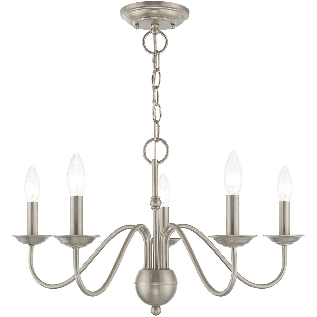 Livex Lighting Windsor Collection 5 Lt Brushed Nickel Chandelier in Brushed Nickel 52165-91