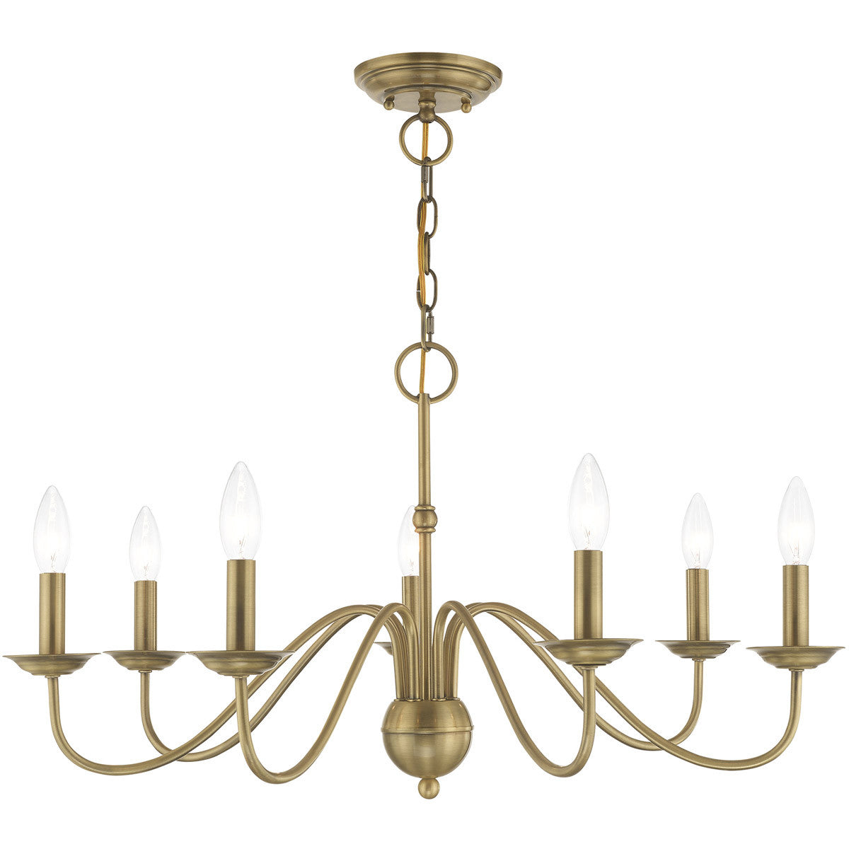 Livex Lighting Windsor Collection 7 Lt Antique Brass Chandelier in Antique Brass 52167-01