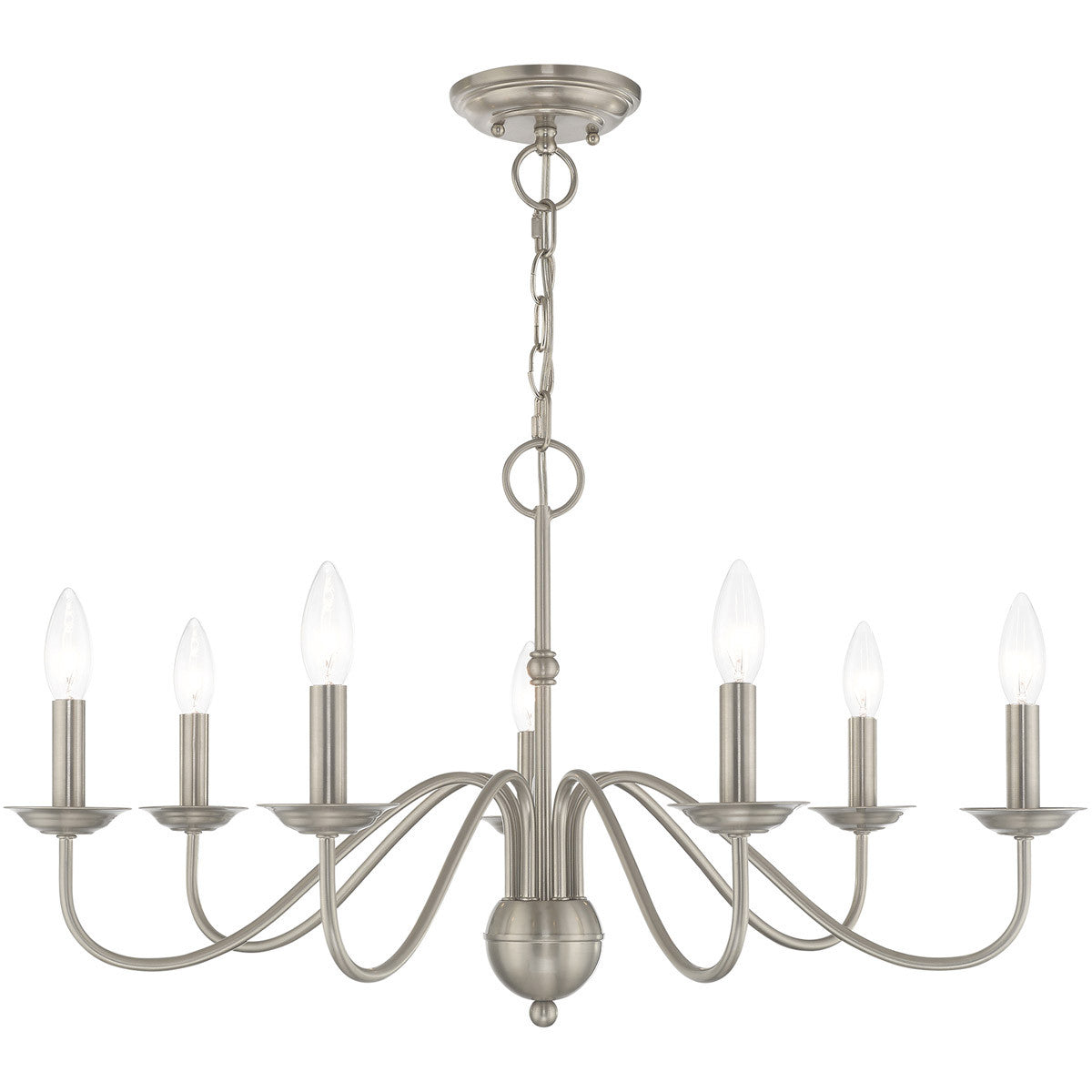 Livex Lighting Windsor Collection 7 Lt Brushed Nickel Chandelier in Brushed Nickel 52167-91