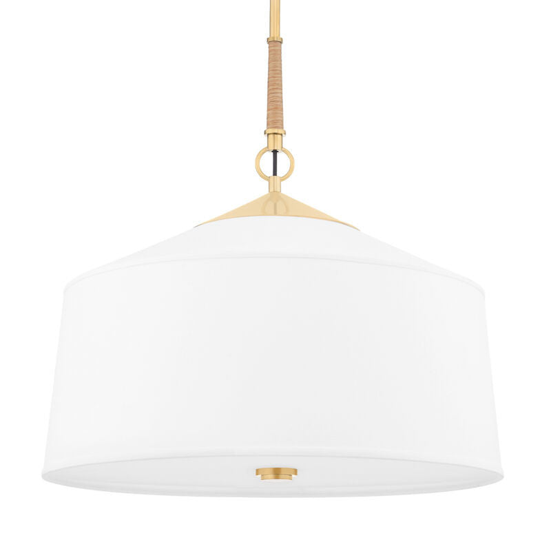 Hudson Valley Lighting White Plains Pendant in Aged Brass 5223-AGB