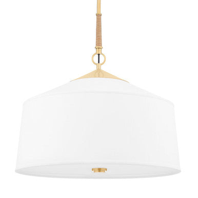 Hudson Valley Lighting White Plains Pendant in Aged Brass 5223-AGB