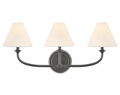 Hinkley Lighting Greta Medium Three Light Vanity in Blackened Brass 52493BLB-OP