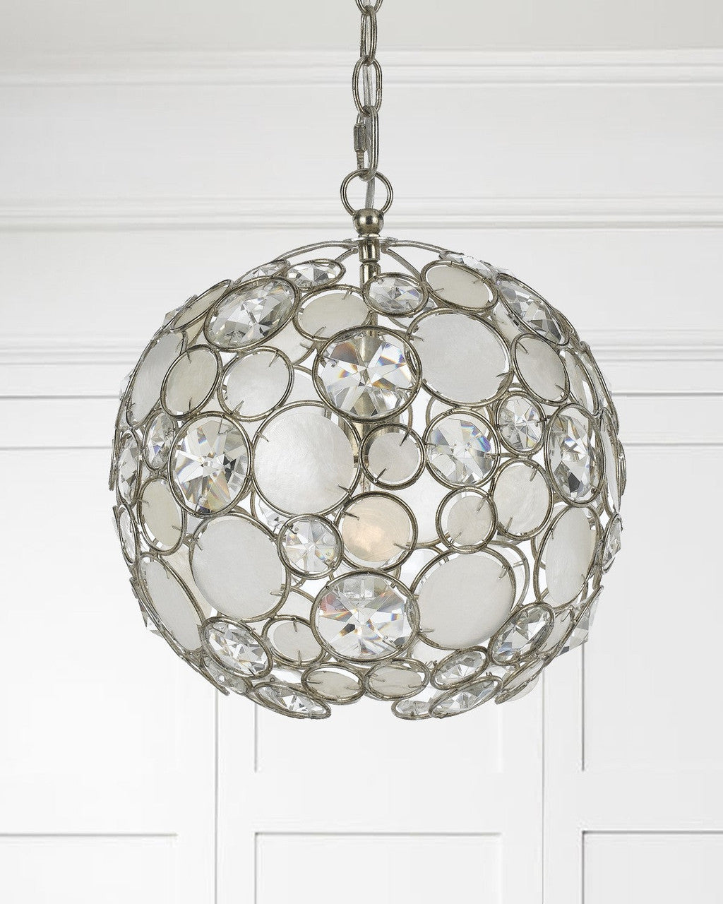 Crystorama Palla 1 Light Antique Silver Sphere Mini Chandelier 527-SA