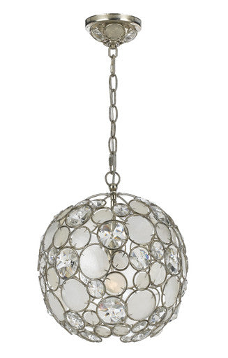 Crystorama Palla 1 Light Antique Silver Sphere Mini Chandelier 527-SA