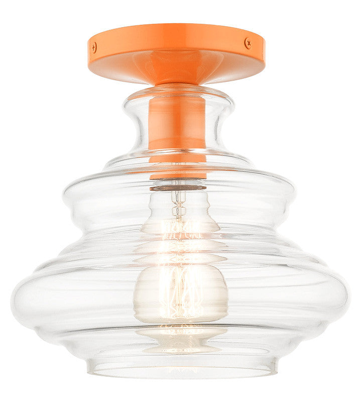 Livex Lighting Everett Collection 1 Light Shiny Orange Semi-Flush 52830-77