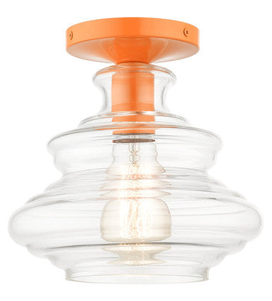 Livex Lighting Everett Collection 1 Light Shiny Orange Semi-Flush 52830-77