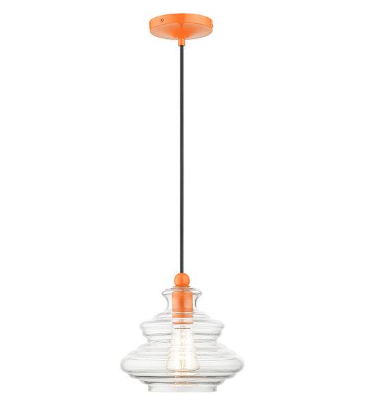 Livex Lighting Everett Collection 1 Light Shiny Orange Pendant 52831-77