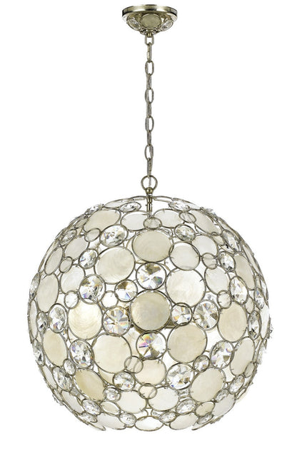 Crystorama Palla 6 Light Antique Silver Sphere Chandelier 529-SA