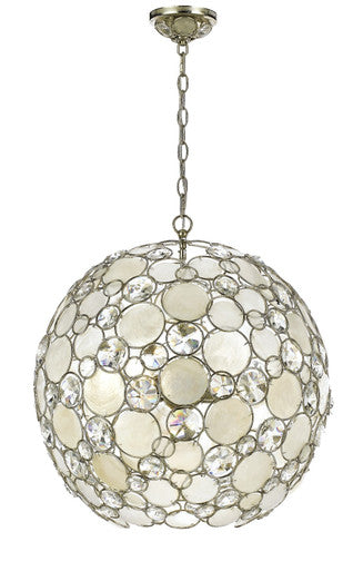 Crystorama Palla 6 Light Antique Silver Sphere Chandelier 529-SA