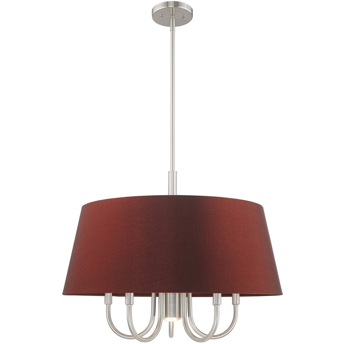 Livex Lighting Belclaire Collection 6 Lt Brushed Nickel Pendant Chandelier in Brushed Nickel 52905-91