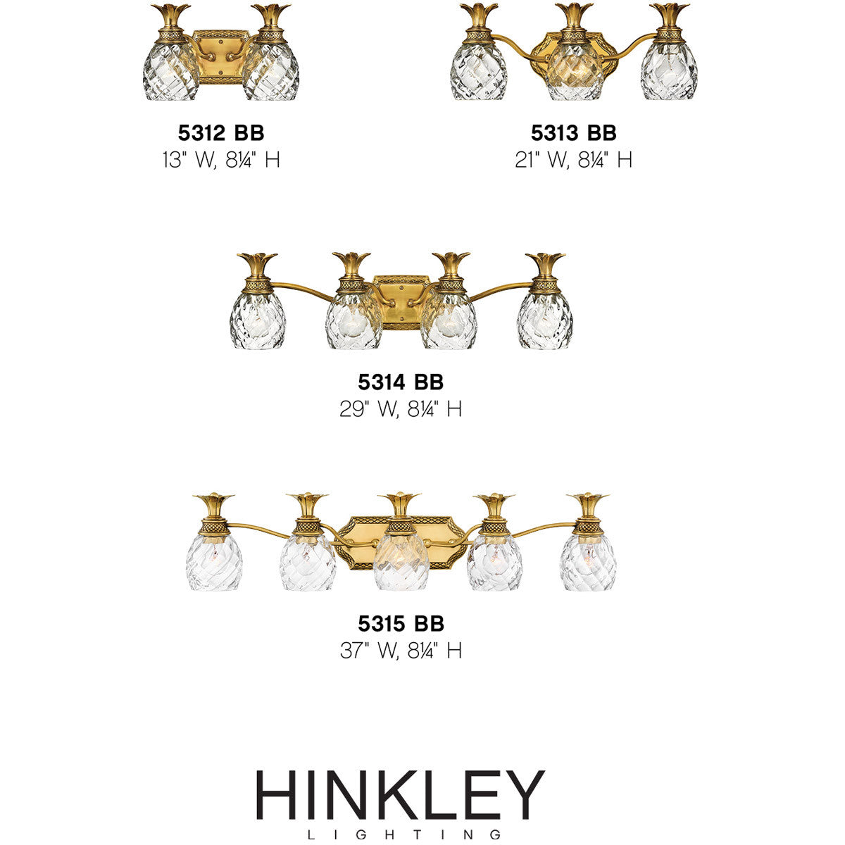 Hinkley Lighting Plantation Two Light Vanity Burnished Brass 5312BB