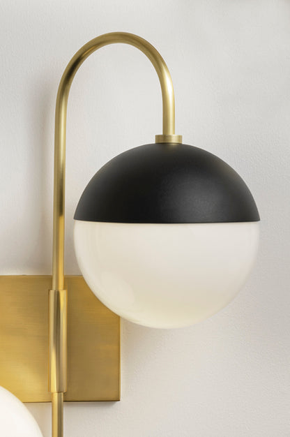 Mitzi 2 Light Wall Sconce in Aged Brass/Black H344102B-AGB/BK