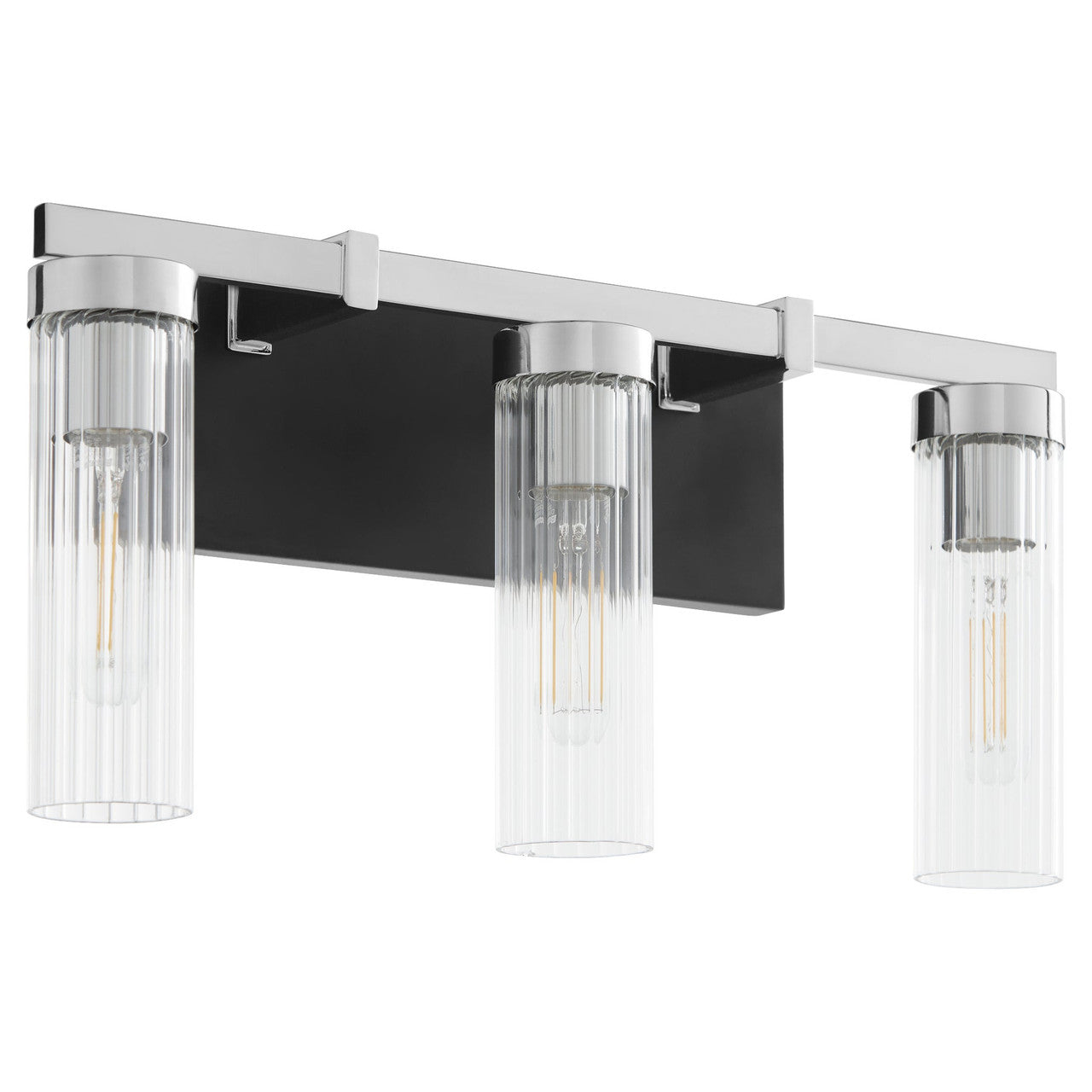 Quorum  Kilbey 3 Light Vanity Wall Mount - Matte Black with Chrome 533-3-5914