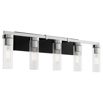 Quorum  Kilbey 5 Light Vanity Wall Mount - Matte Black with Chrome 533-5-5914