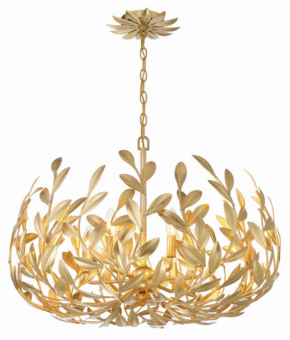 Crystorama Broche 6 Light Antique Gold Chandelier 533-GA