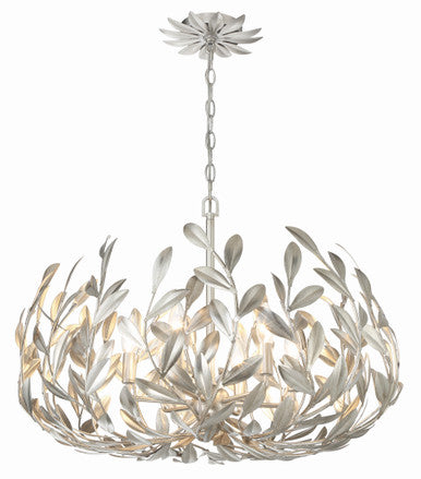 Crystorama Broche 6 Light Antique Silver Chandelier 533-SA