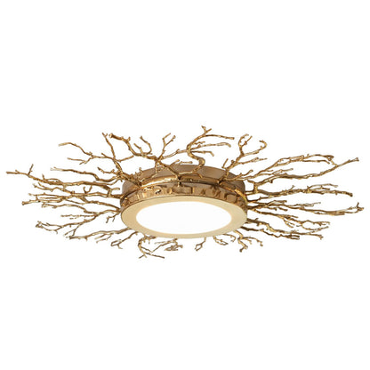 Global Views Twig Ceiling Flush Mount Fixture-Brass 9.93221