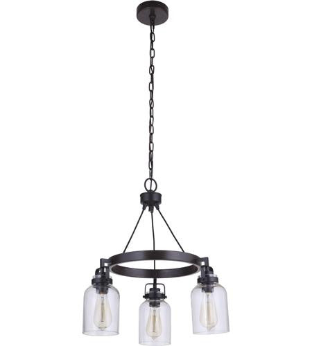 Craftmade 3 Light Chandelier in Flat Black/Dark Teak 53623-FBDT