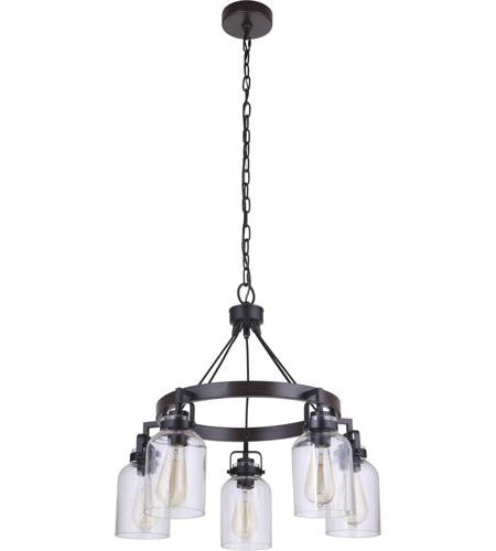 Craftmade 5 Light Chandelier in Flat Black/Dark Teak 53625-FBDT