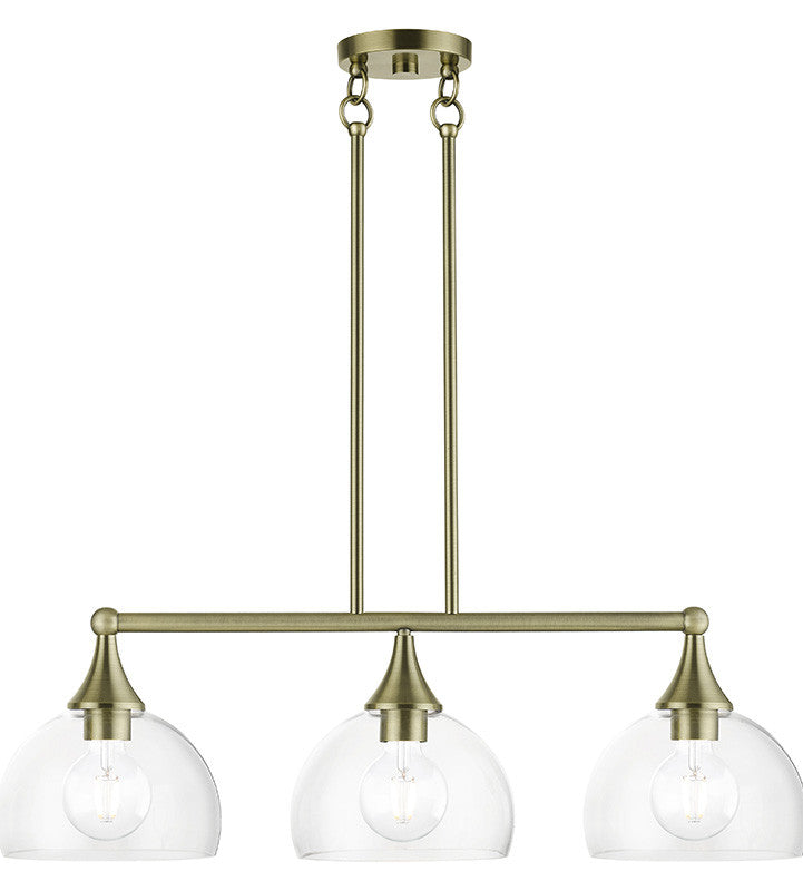 Livex Lighting Glendon Collection 3 Light Antique Brass Linear Chandelier 53643-01