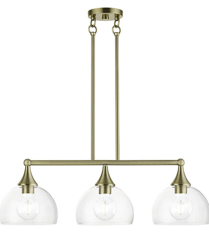 Livex Lighting Glendon Collection 3 Light Antique Brass Linear Chandelier 53643-01