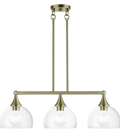 Livex Lighting Glendon Collection 3 Light Antique Brass Linear Chandelier 53643-01