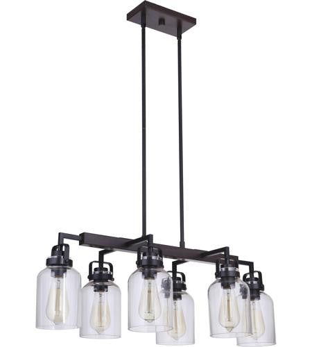 Craftmade 6 Light Island in Flat Black/Dark Teak 53676-FBDT