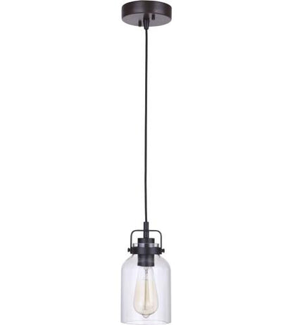 Craftmade 1 Light Mini Pendant in Flat Black/Dark Teak 53691-FBDT