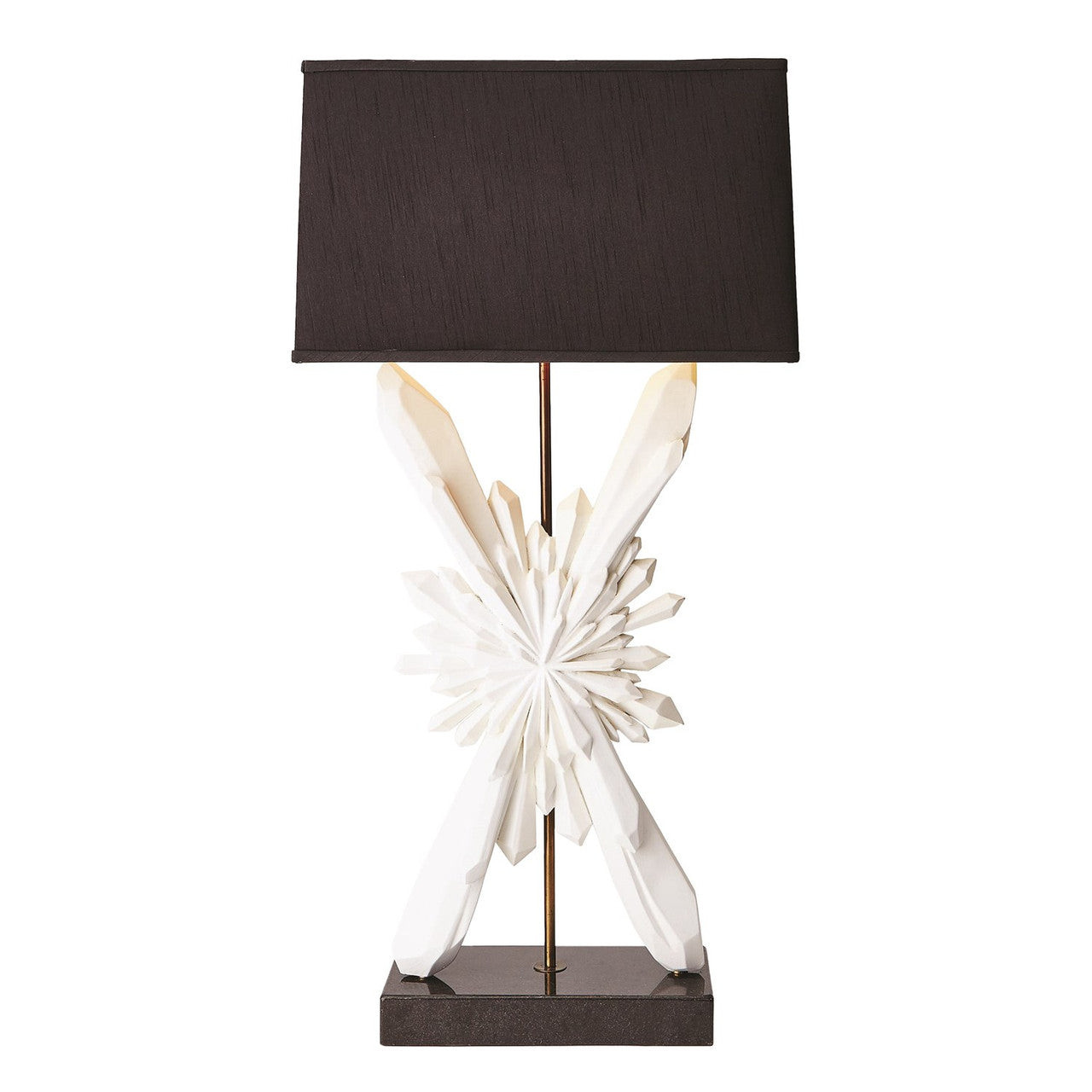 Global Views Facet Starburst Lamp in White with Black Shade AC5139