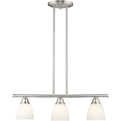 Livex Lighting Somerville Collection 3 Light Brushed Nickel Linear Chandelier in Brushed Nickel 53854-91