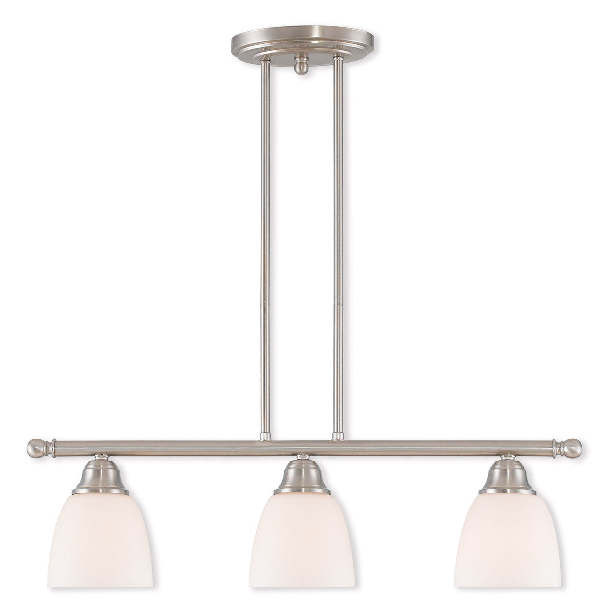 Livex Lighting Somerville Collection 3 Light Brushed Nickel Linear Chandelier in Brushed Nickel 53854-91