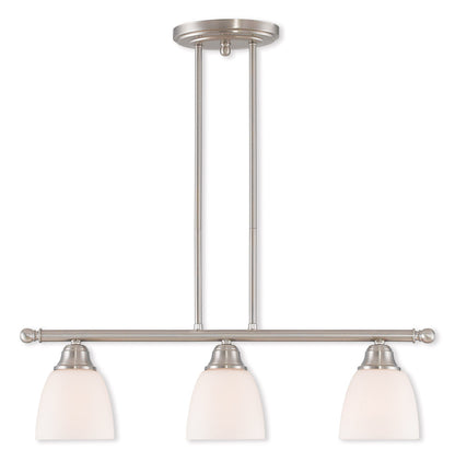 Livex Lighting Somerville Collection 3 Light Brushed Nickel Linear Chandelier in Brushed Nickel 53854-91