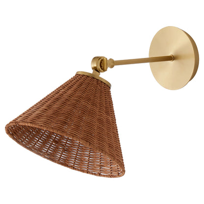 Quorum  1 Light Small Wicker Wall Mount - Aged Brass 5393-80