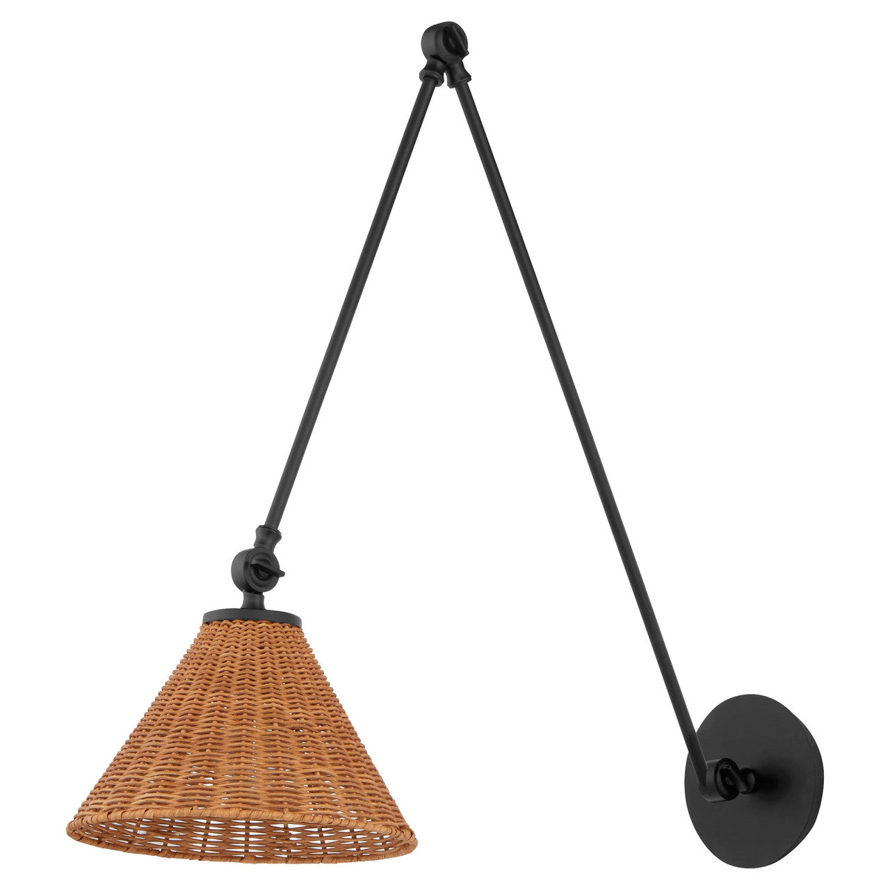 Quorum  1 Light Large Wicker Wall Mount - Matte Black 5394-59