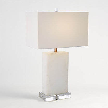 Global Views Alabaster Rectangular Table Lamp in Brass 8.82890