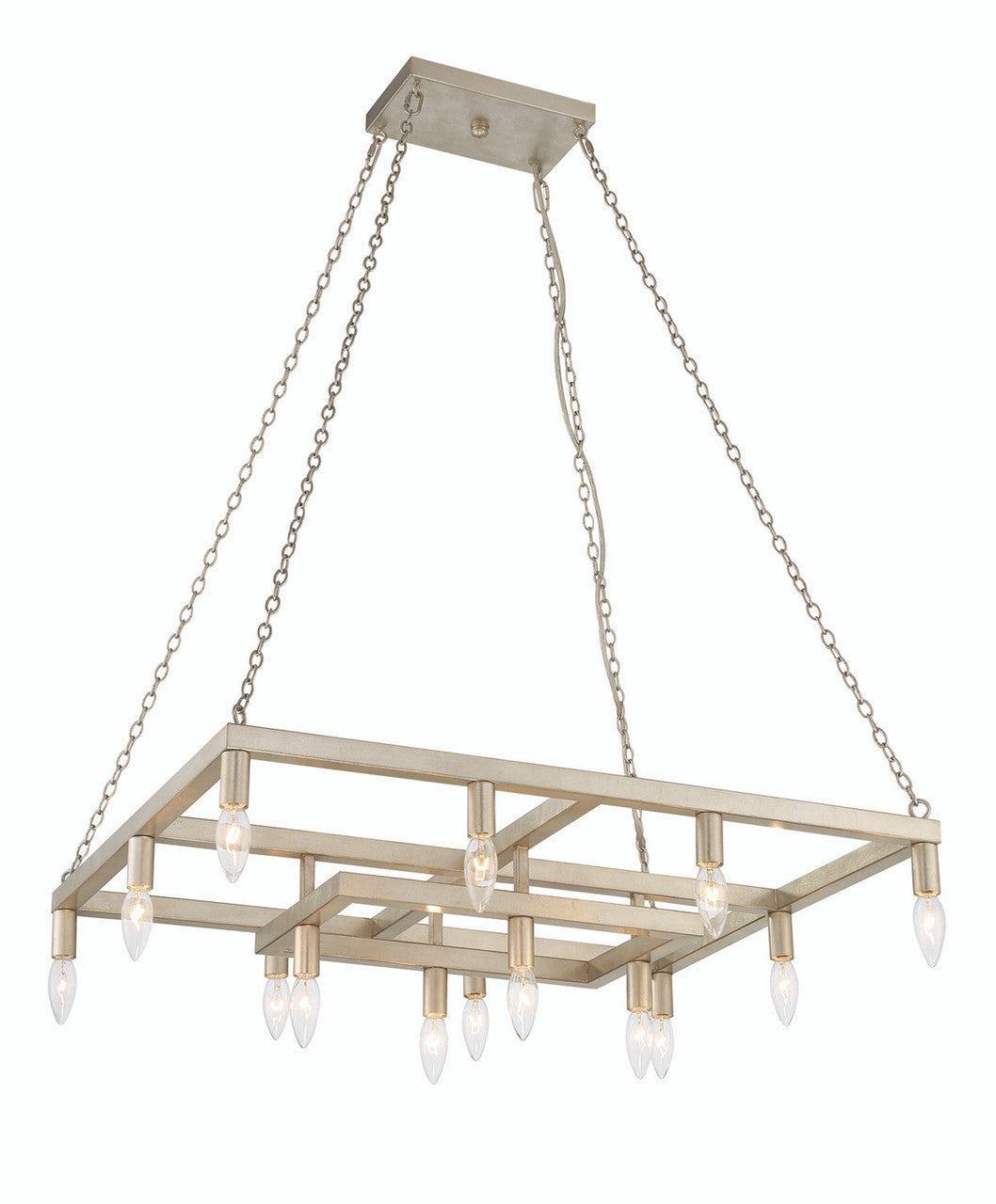 Lumanity Lighting Cora 14-Light Modern Linear Chandelier in Antique Silver Leaf  L090-0025