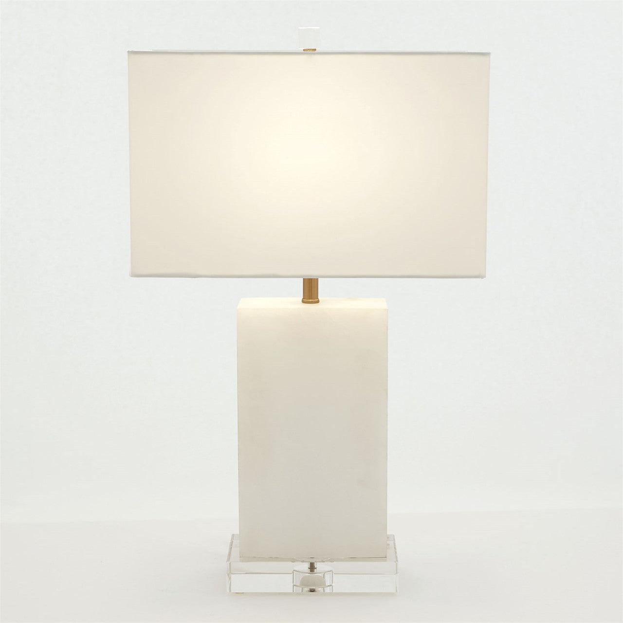 Global Views Alabaster Rectangular Table Lamp in Brass 8.82890