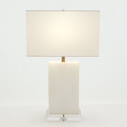 Global Views Alabaster Rectangular Table Lamp in Brass 8.82890