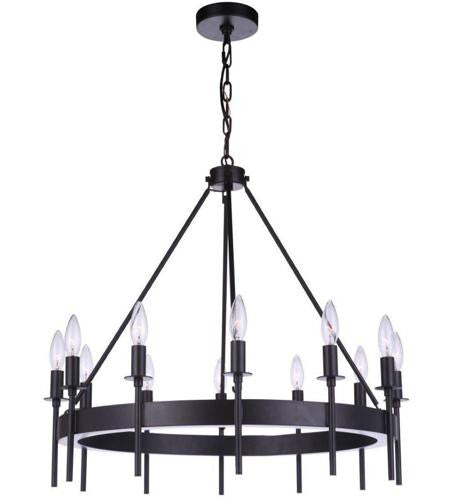 Craftmade Larrson Chandelier 12  Light  Flat Black in Flat Black 54312-FB