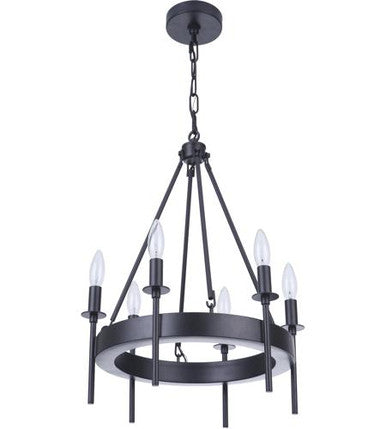 Craftmade 6 Light Chandelier in Flat Black 54326-FB