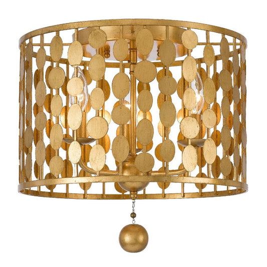 Crystorama Layla 3 Light Antique Gold Ceiling Mount 544-GA