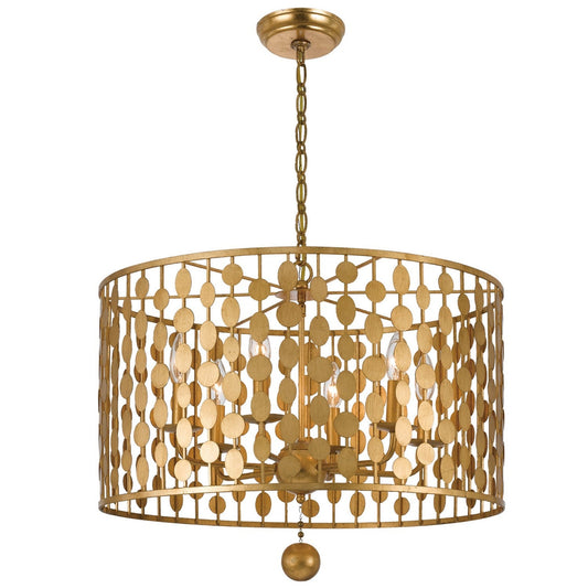 Crystorama Layla 6 Light Antique Gold Chandelier 546-GA