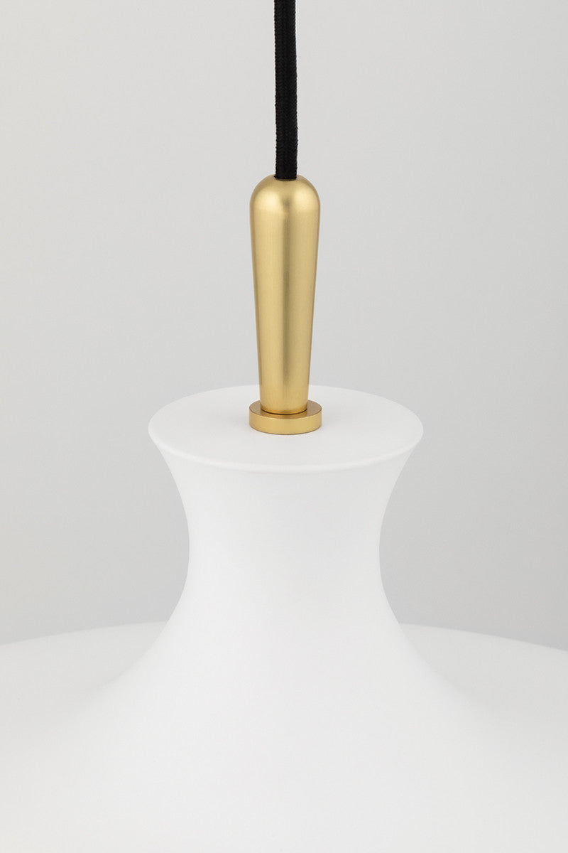 Mitzi 1 Light Pendant in Aged Brass/Soft Off White H421701S-AGB/WH